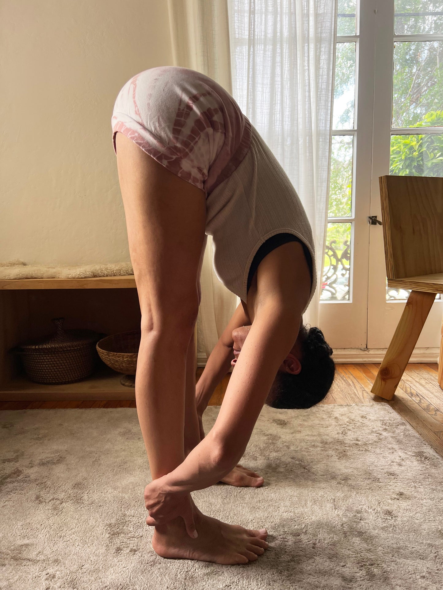 Tie Dye Cotton Yoga Short - Blush Spiral
