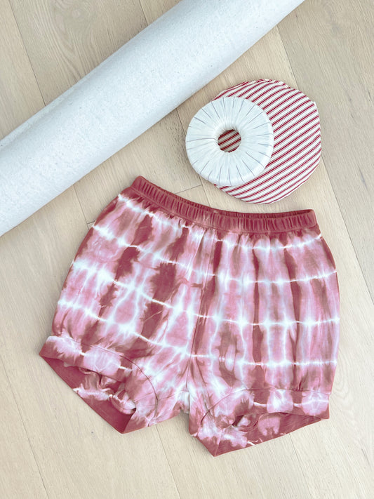 Tie Dye Cotton Yoga Short - Dune Stripes