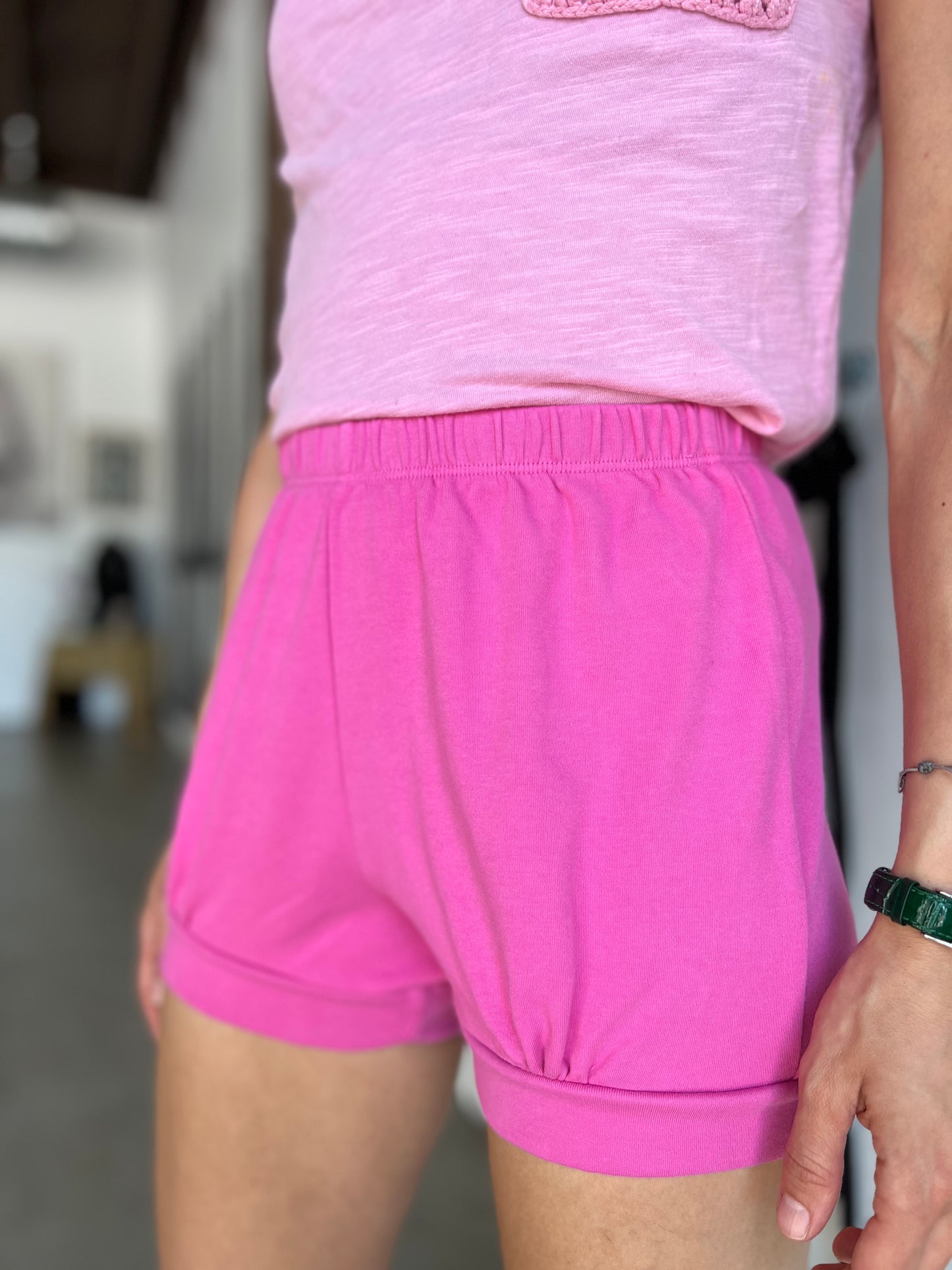Classic Cotton Yoga Short - Pink Punch