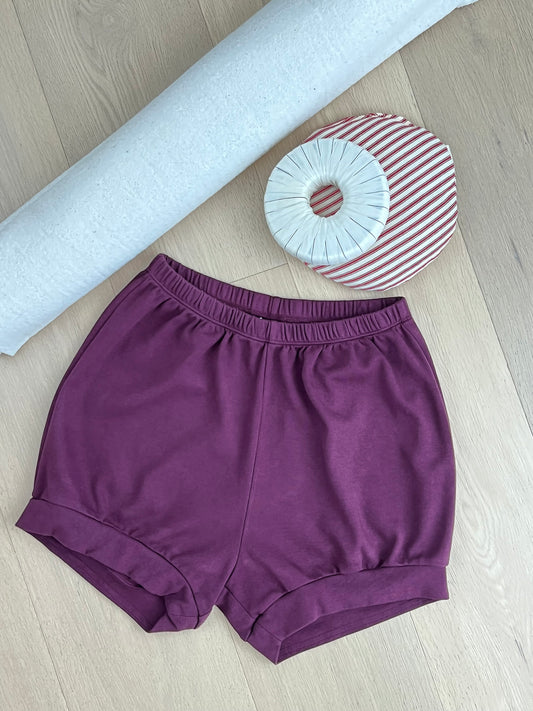 Classic Cotton Yoga Short - Dark Cherry