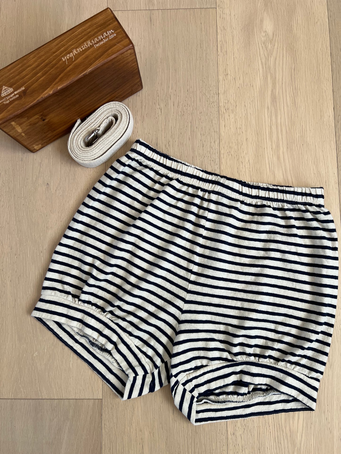 Classic Yoga Shorts - Natural Stripe (Hemp & Organic Cotton)