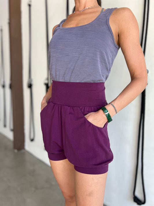 Pocket Yoga Shorts - Dark Cherry (Refibra™ TENCEL™)