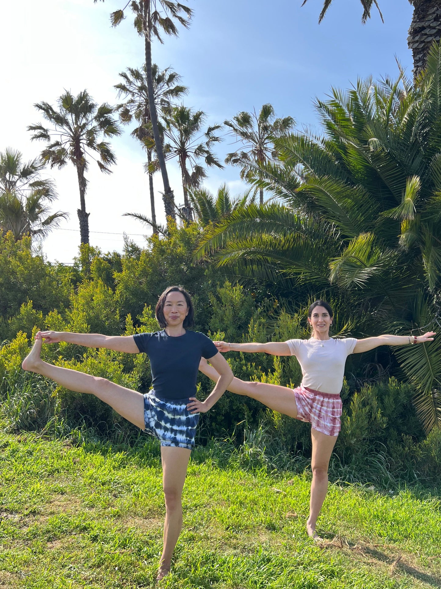 Tie Dye Cotton Yoga Short - Indigo Stripes