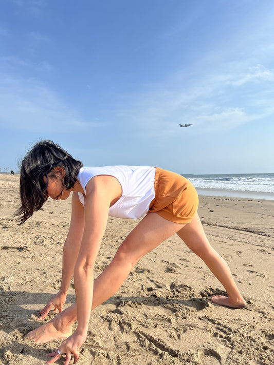 Classic Cotton Yoga Short - Caramel
