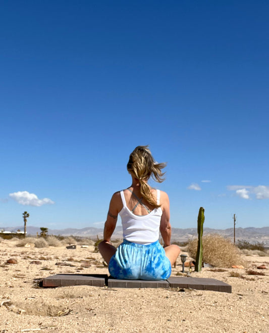 Tie Dye Cotton Yoga Short - Blue Cloud