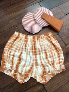 Tie Dye Cotton Yoga Short - Caramel Stripes