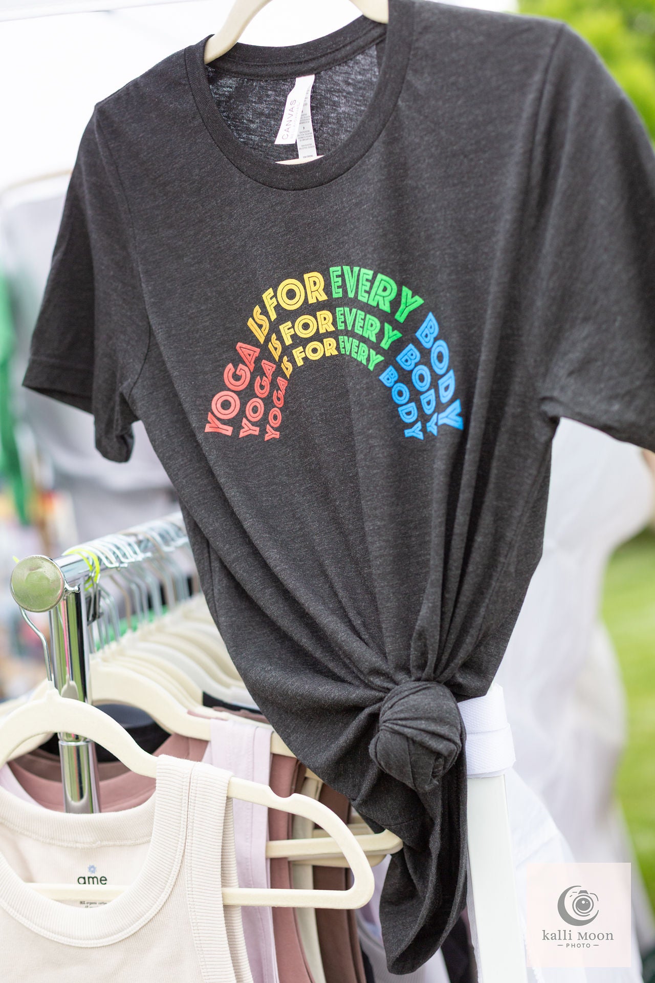 Rainbow "Yoga Is For Every Body" - Unisex Crewneck T-shirt in Black Heather